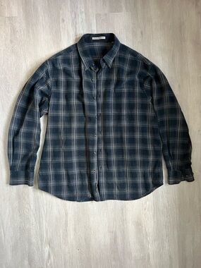 Tommy Bahama Plaid Tencel Button-Up Black and Tan XL